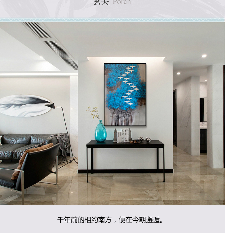 現(xiàn)代簡(jiǎn)約抽象畫 客廳掛畫臥室藝術(shù)裝飾畫 手繪油畫  白雁過(guò)林