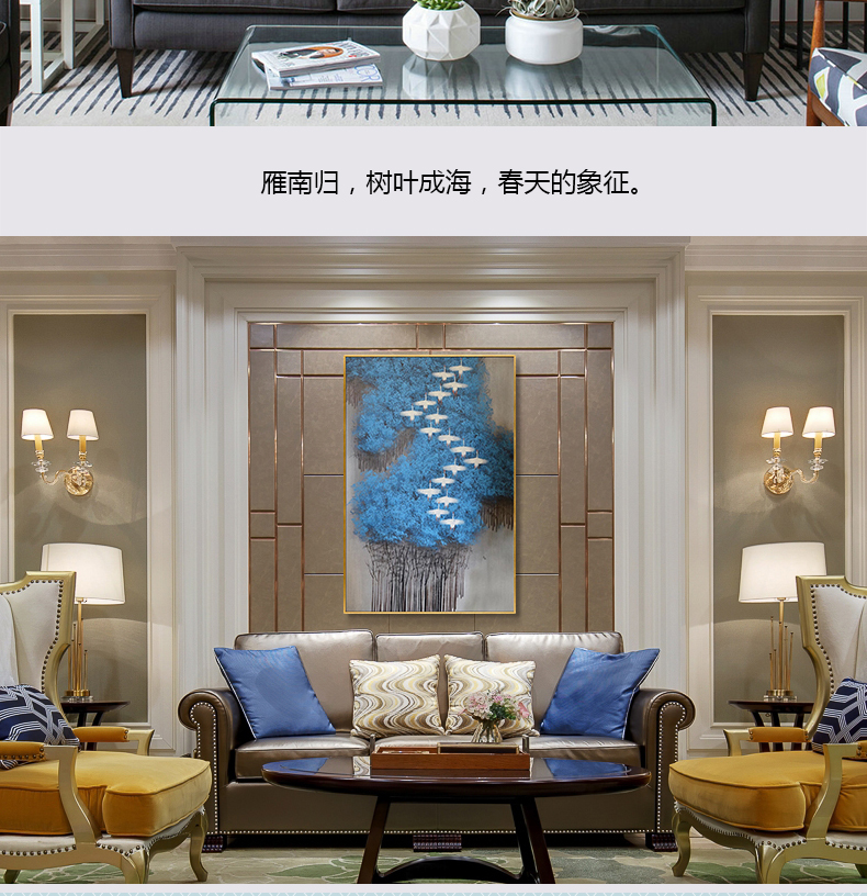 現(xiàn)代簡(jiǎn)約抽象畫 客廳掛畫臥室藝術(shù)裝飾畫 手繪油畫  白雁過(guò)林