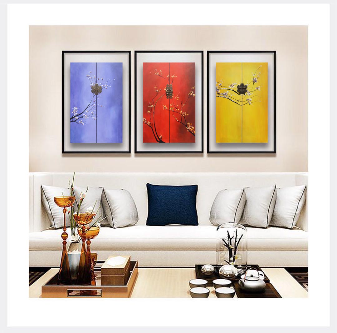掛畫新中式禪意中國(guó)風(fēng)立體畫 精品客廳三聯(lián)畫 玄關(guān)裝飾畫 原創(chuàng)實(shí)物畫 新品