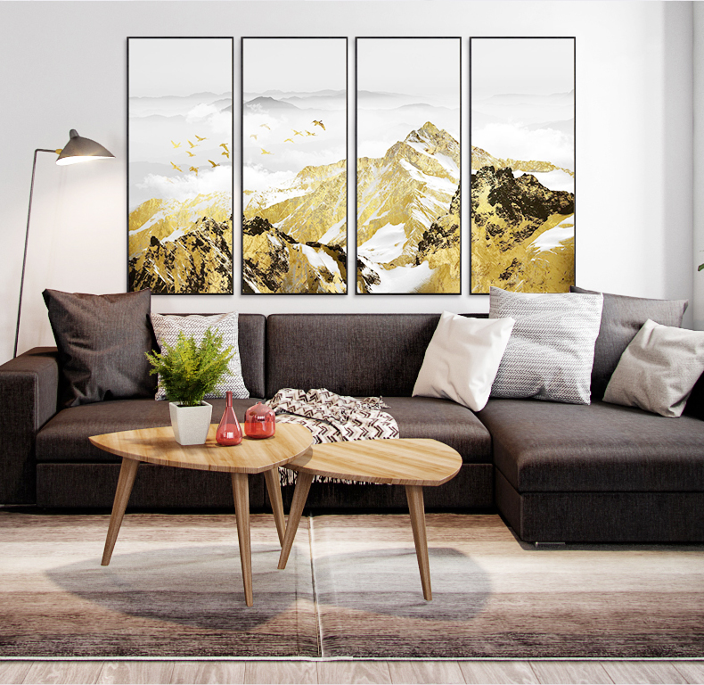 輕奢現(xiàn)代簡約客廳裝飾畫 沙發(fā)背景墻組合掛畫 四組合 微噴繪高清打印 山巔云海