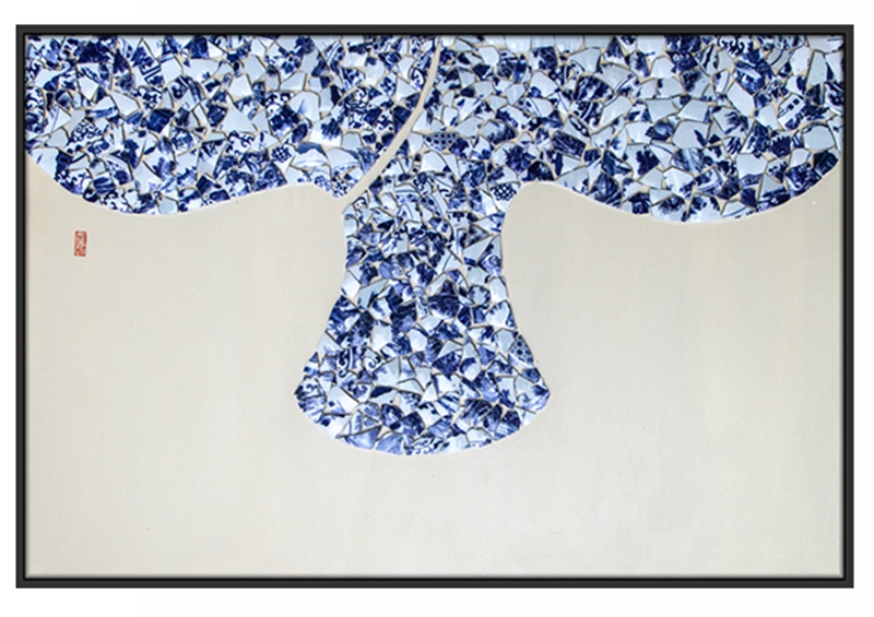 新中式客廳裝飾畫 餐廳原創(chuàng)純手繪青瓷畫 臥室環(huán)保PS框掛畫 青花瓷